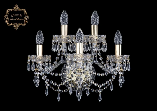 10.23.3+2.165.Gd.Dr Бра Art Classic 10.23 10.23.3+2.165.Gd.Dr (220V, хрусталь, подвески, подсвечник, свеча)