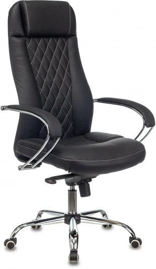 CH-609SL/ECO/BLACK Кресло руководителя Бюрократ CH-609SL/ECO черный эко.кожа крестовина металл хром
