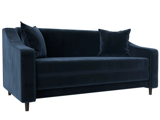 129775 Диван прямой Лига-071 (ЛДСП,Брус,Фанера/Дерево/Велюр/Синий) Лига Диванов 129775