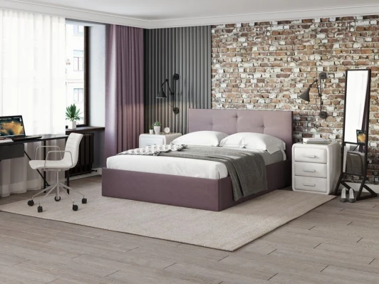 1916212 PROxSON Кровать Mono (Ткань: Рогожка Тетра Слива) 160x200