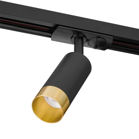 WTL-MR11/15BG Трековый светильник однофазный Wolta WTL-MR11/15BG под лампу MR11 с цоколем GU10 Черный / золотой PETITE