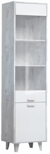 458374 Шкафы Woodville Эго ПС-1 на ножках бетон светлый / белый глянец