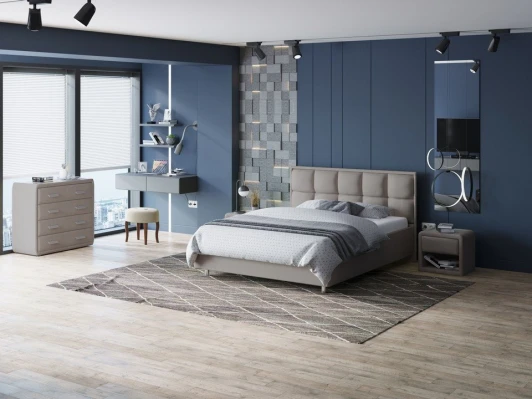 1922601 PROxSON Кровать Chessy без основания (Ткань: Рогожка Тетра Бежевый) 120x200