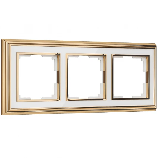W0031329 Рамка на 3 поста (золото/белый) W0031329 (a051218)