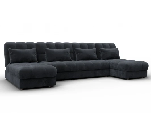 137313 Диван П-образный Лига-116 НПБ (ДСП,ЛДСП,Велюр/Темно-серый) Лига Диванов 137313