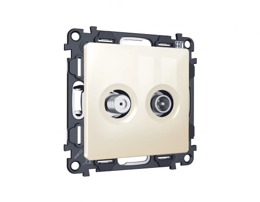 MA313310 Комплект механизма ТВ-розетки+SAT встраиваемый (бежевый глянец) Ambrella Volt QUANT MA313310