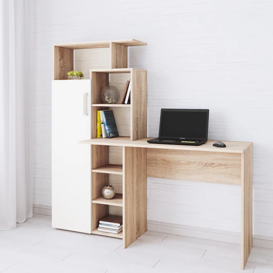 00-00023513 Стол компьютерный ТЭКС Квартет-7, дуб сонома/белый