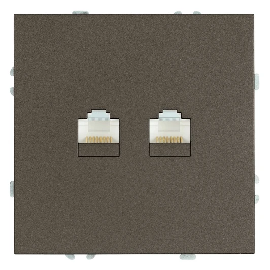 49926 Розетка Ethernet RJ-45 двойная (антрацит, soft touch) Stekker Эмили 49926