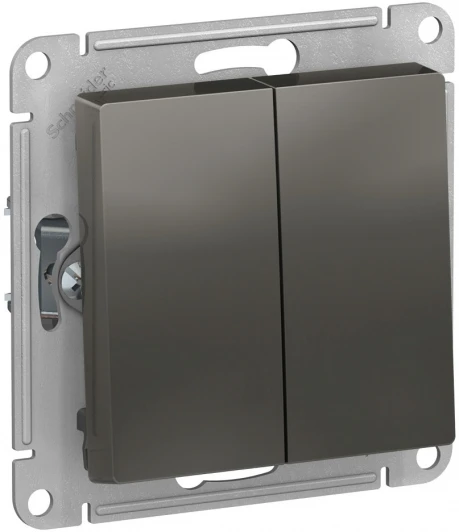 ATN000965 Выключатель встраиваемый двухклавишный (сталь) Systeme Electric AtlasDesign ATN000965