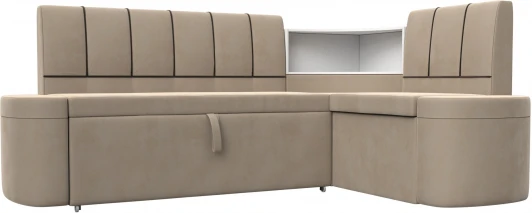 126141 Диван кухонный угловой Тефида правый угол (Бежевый,Коричневый/Велюр) Лига Диванов арт.126141