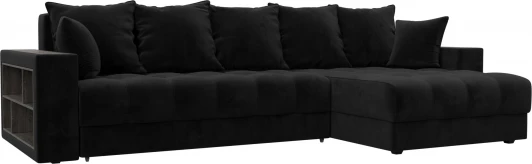 128596 Диван угловой с декором и полкой Лига-050 НПБ Лига Диванов (Велюр) арт.128596