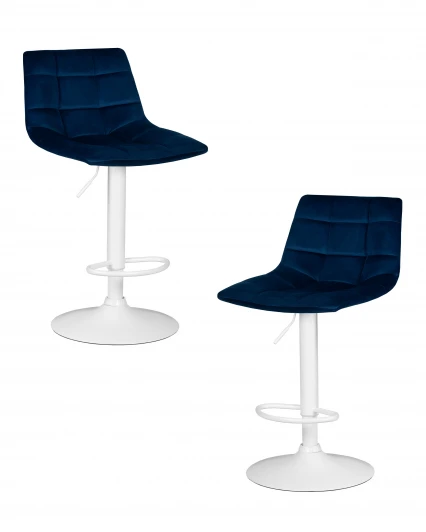 LM-5017-N_W-M_V-MJ9-117 Набор 2 шт стул барный DOBRIN TAILOR WHITE (синий велюр (MJ9-117))