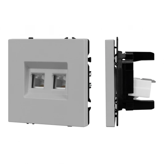 059451 Механизм сдвоенной компьютерной розетки SCT-NOBE-MPC2-SFPL-IS (RJ-45, CAT6) (Arlight, Никель) 059451