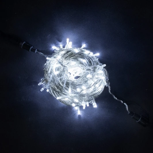EST200-10-1W Гирлянда Нить 20м Белая 24В, 200 LED, Провод Прозрачный Силикон, IP65