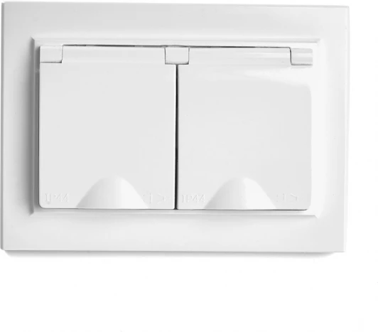 49139 Розетка двойная с заземлением и защитной крышкой (белый) Stekker Эрна 49139