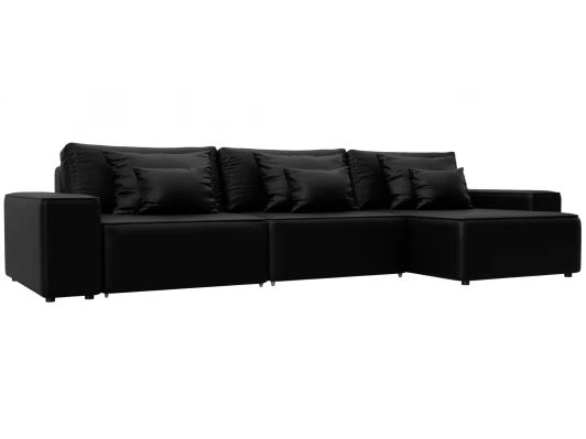 129873 Диван угловой Лига-074 угол универсальный (ДСП/Пластик/Экокожа/Черный) Лига Диванов 129873