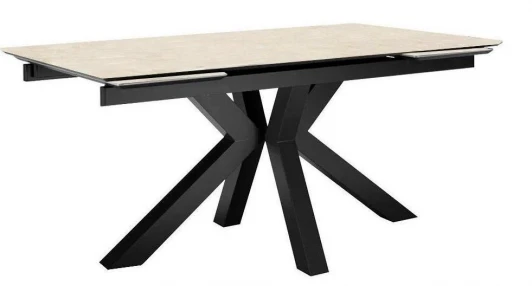 00-00076284 Стол DikLine SFE160 Керамика Krater Perla (бежевый матовый)/подстолье черное/опоры черные (2 уп.) арт.00-00076284