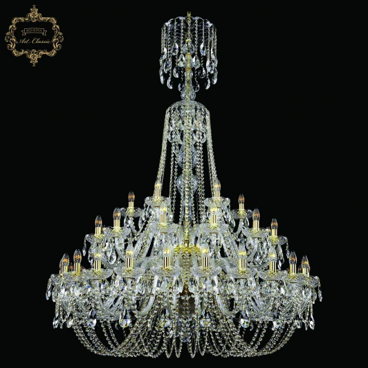 11.11.24+12+6.460v.2d.XL-167.Gd.Sp Подвесная люстра с хрустальными подвесками Art Classic 11.11 11.11.24+12+6.460v.2d.XL-167.Gd.Sp