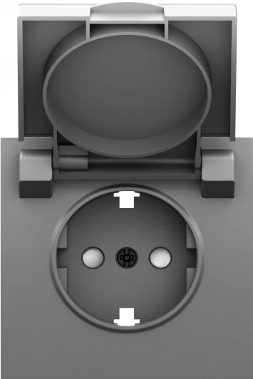 DS45459 Накладка для розетки Schuko с заземлением, с крышкой, 16A 250 В~, серый графит IP44 Donel S08 DS45459