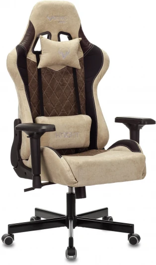 VIKING 7 KNIGHT BR Кресло игровое Zombie VIKING 7 KNIGHT Fabric коричневый/бежевый текстиль/эко.кожа с подголов. крестовина металл