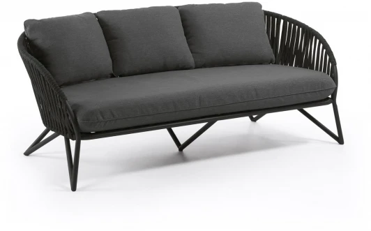 114609 Диван уличный La Forma (ex Julia Grup) Branzie (Черный/ Веревка,Пена,Сталь)