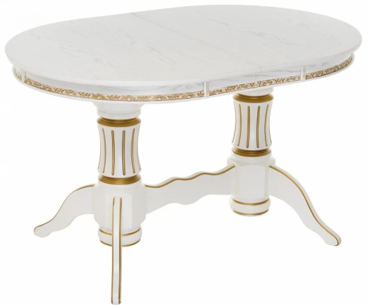 615196 Стол деревянный Woodville Герцог молочный / золотая патина арт.615196