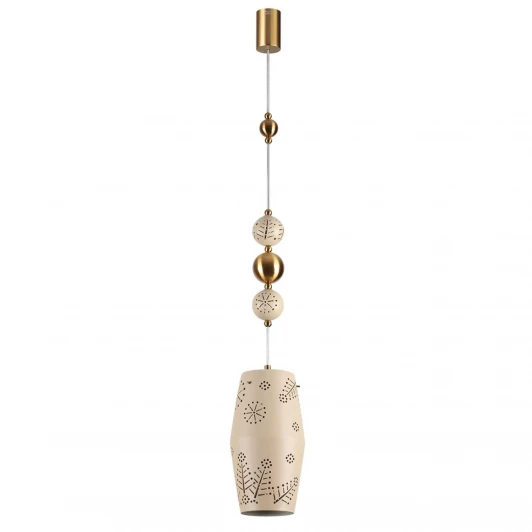 5444/1 Подвесной светильник Odeon Light Karelia 5444/1 бежевый/античная бронза/металл/керамика E27 1*40W