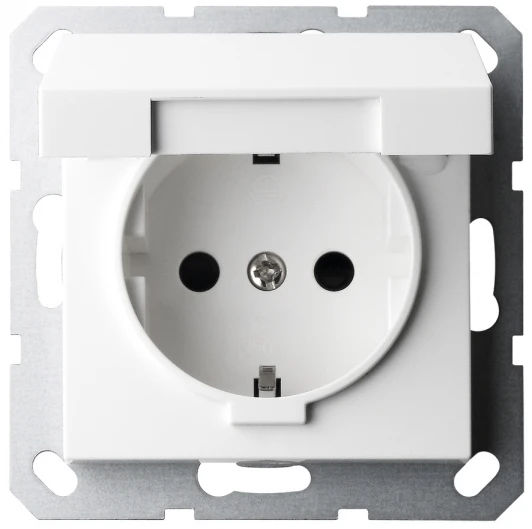 G5505W Розетка с защитной крышкой и шторками (белый глянцевый) Jasmart G-Classic G5505W