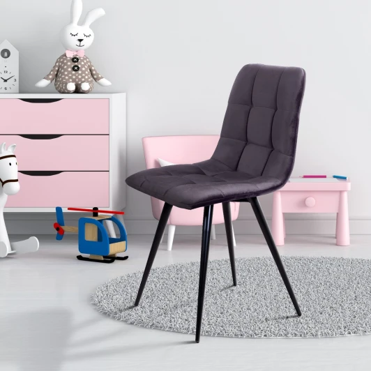 74648 Стул UNO, бархат серый 27 / чёрный конус Top Concept UNO 74648