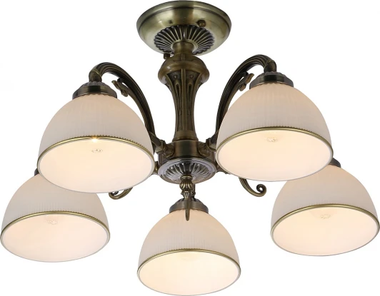 2134/5P Bronze Потолочная люстра на штанге Escada Ballad 2134/5P Bronze 5x40Вт E27, металл/стекло/хрусталь, бронза, белый матовый плафон (220V)