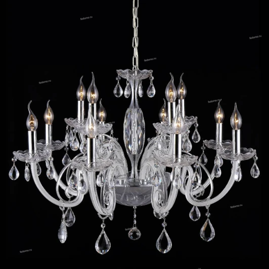 GLAMOUR SP-PL8+4 Люстра подвесная хрустальная Crystal Lux Glamour, 12 ламп, хром с белым и прозрачным