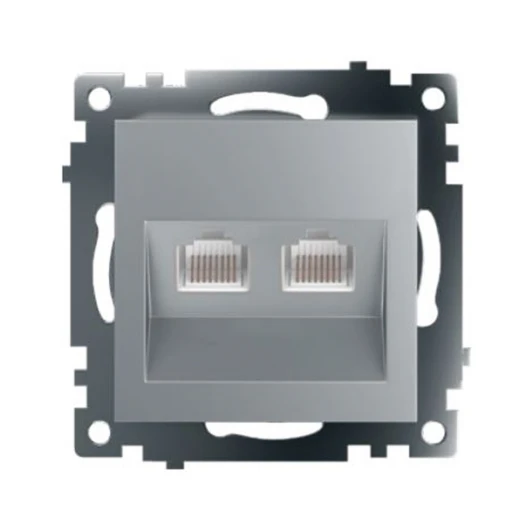 50005 Розетка Ethernet RJ-45 двойная (серебро) Stekker Катрин 50005