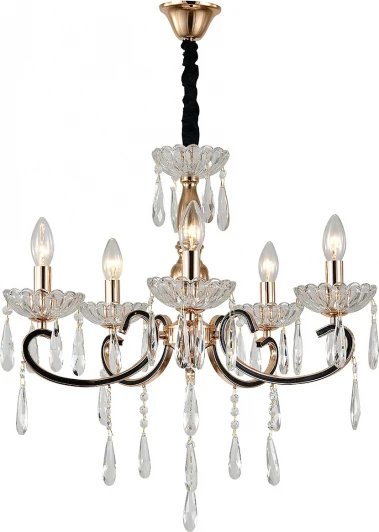 2105/5P Gold Подвесная люстра Escada Scaleona 2105/5P Gold 5x40Вт E14, металл/хрусталь, золото/прозрачный (220V, на цепи, подсвечник, свеча)