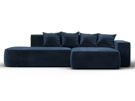129808 Диван угловой Лига-065 угол правый (ДСП/Пластик/Велюр/Синий) Лига Диванов 129808