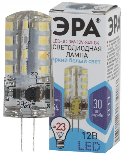 LED JC-3W-12V-840-G4 Лампочка светодиодная G4 3W ЭРА LED JC-3W-12V-840-G4