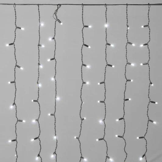 ECO200NOT-1-2W Гирлянда Занавес Облегченный c колпачком 2 x 1 м белый 220В, 200 LED, провод черный каучук 2,3мм, IP65 Laitcom ECO200NOT-1-2W