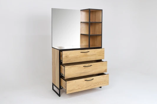 101435 Комод Ивару Виртон-3 с надстройкой, Дуб крафт золотой