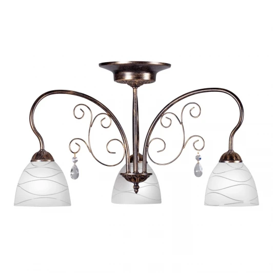 S9114-3 Люстра потолочная Day&Night, 3 плафона, черный с золотом, белым и прозрачным