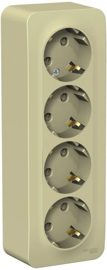 BLNRA011417 Розетка накладная четверная с заземлением и шторками (бежевый) Systeme Electric Blanca BLNRA011417