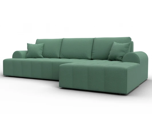 134744 Диван угловой Лига-080 угол правый (ДСП/Пластик/Рогожка/Зеленый) Лига Диванов 134744