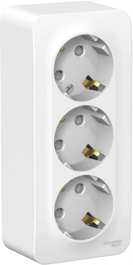 BLNRA011311 Розетка накладная тройная с заземлением и шторками (белый) Systeme Electric Blanca BLNRA011311