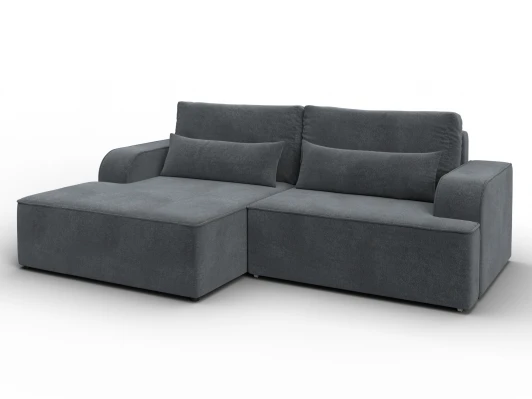 137292L Диван угловой Лига-120 угол левый (ДСП,Брус,Фанера,ЛДС,Велюр/Светло-серый) Лига Диванов 137292L