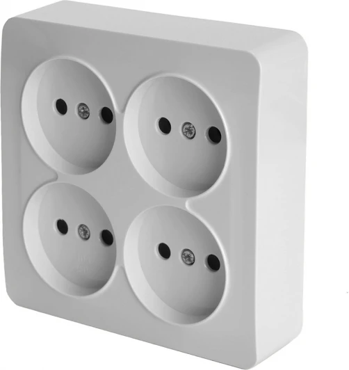 49309 Розетка 4-х местная без заземления (белый) Stekker София 49309