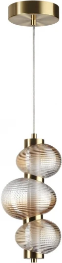 5095/12L Подвесной светильник Odeon Light Bruco 5095/12L латунный/янтарный градиент/металл/стекло LED 12W 4000K (220V, на проводе, бусы)