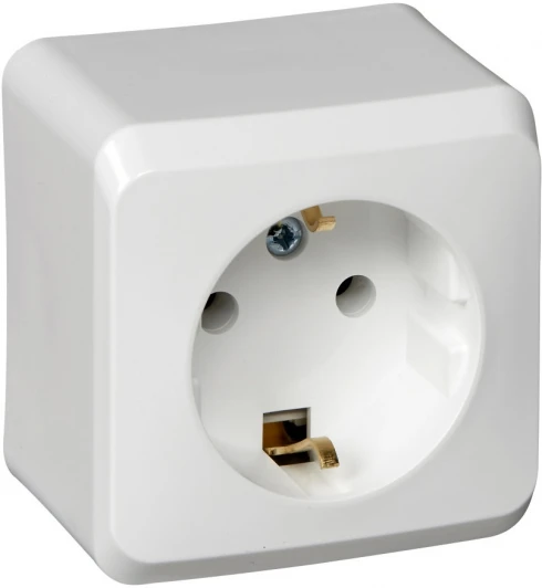 PA16-003B Розетка накладная с заземлением (белый) Systeme Electric Этюд PA16-003B