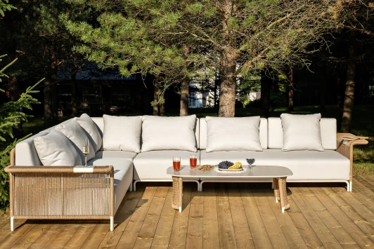 MS4T1-5-SET "Мальдивы" трансформирующаяся лаунж-зона из искусственного ротанга, цвет соломенный 4SIS арт.УТ-00007467