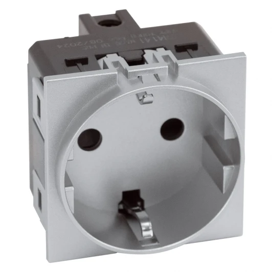 AS4141 Розетка 220V с/з со шторками винтовой зажим 16A (серый матовый) Meiton AS4141