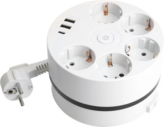 49591 Удлинитель 5-и местный 2,5 метра с заземлением 2хUSB Type A+C Stekker Comfort 49591