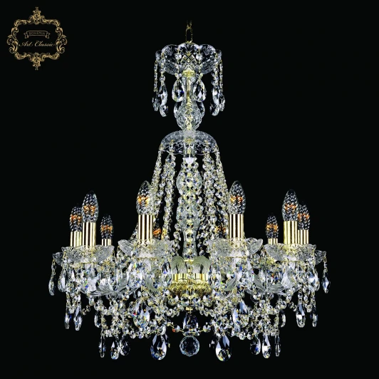 11.25.10.200.XL-68.Gd.Sp Подвесная люстра с хрустальными подвесками Art Classic 11.25 11.25.10.200.XL-68.Gd.Sp (220V, на цепи, подсвечник, свеча)