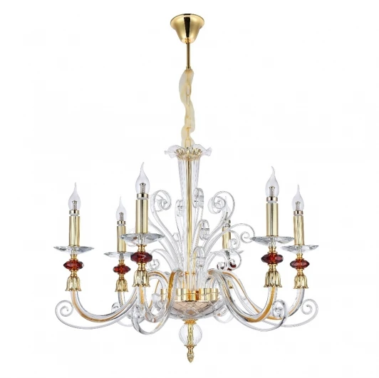 CATARINA SP6 GOLD/TRANSPARENT-COGNAC Подвесная люстра Crystal Lux Catarina SP6 GOLD/TRANSPARENT-COGNAC